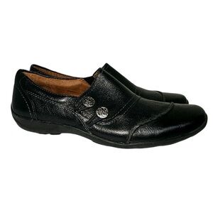 NATURALIZER Women’s NWOB Black Leather Two-Button Slip-On Loafer Shoes Size 7.5